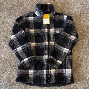 Carhartt Black & White Plaid Sherpa Button Jacket